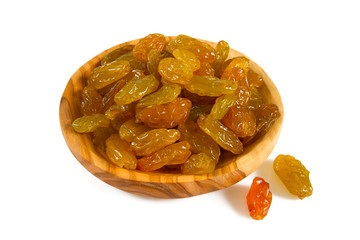 yellow jumbo size raisins isolated on white