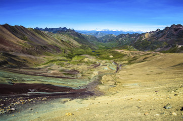 Vinicunca, Peru - Rainbow Mountain (5200 m) in Andes, Cordillera de los Andes, Cusco region in South America. © Mariana Ianovska