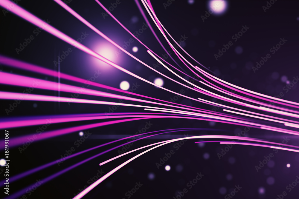 Poster abstract background with animation moving of lines for fiber optic network 3d illustration.see more 