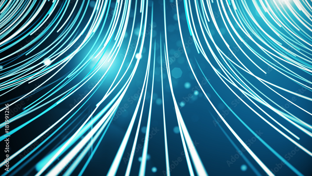 Poster abstract background with animation moving of lines for fiber optic network 3d illustration.see more 