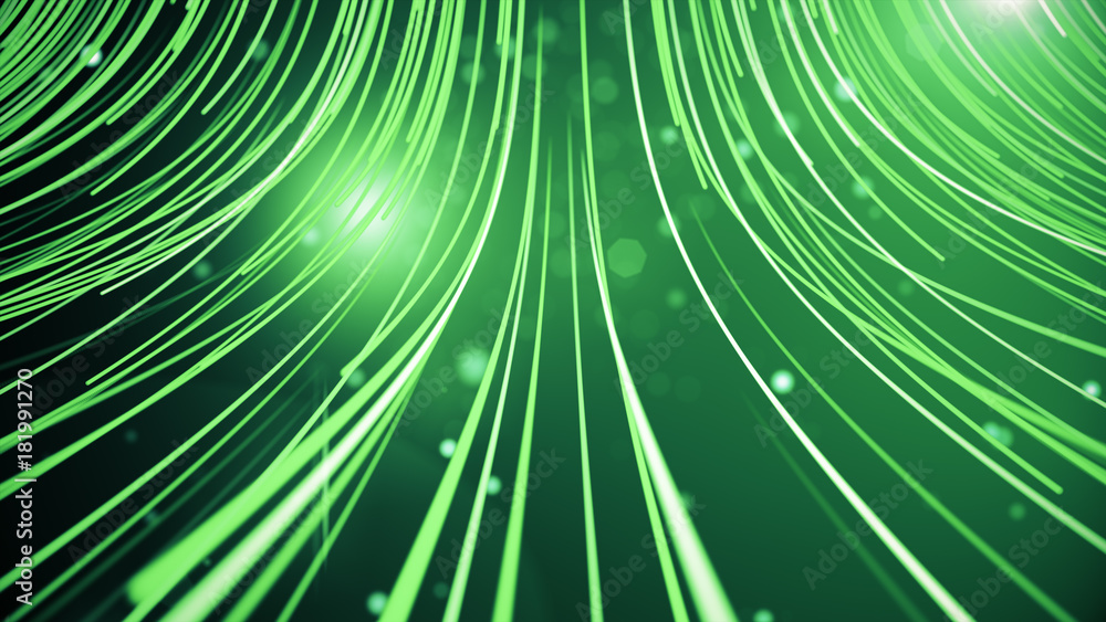Poster abstract background with animation moving of lines for fiber optic network 3d illustration.see more 