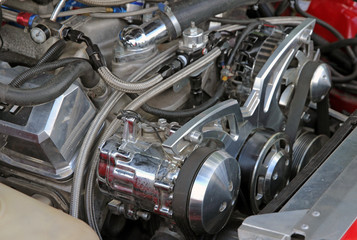 Motorcycle engine close-up detail background