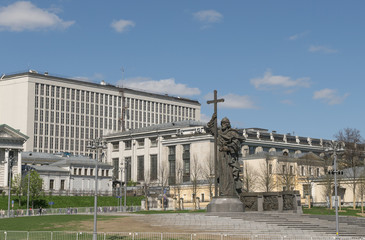 Fototapeta premium The monument to Prince Vladimir in Moscow. The Prince of Novgorod. Prince of Kiev