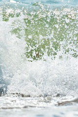 The vertical , side  view of seashore in the ocean. Concept relax and travel.