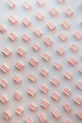 Pattern sweet marshmallow, candy on white background