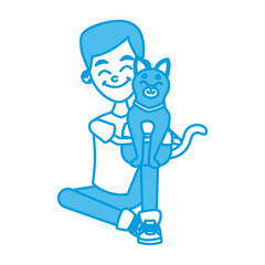 Boy with cute cat