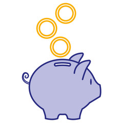 piggy savings with coins vector illustration design