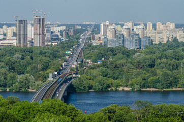 Panoramic view of the left bank of Kyiv
