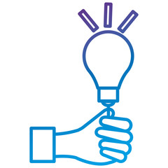 hand human with bulb light vector illustration design