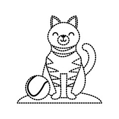 Cute cat with tennis ball icon vector illustration graphic design