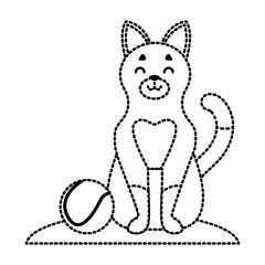 Cute cat with tennis ball icon vector illustration graphic design