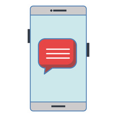 smartphone device with speech bubbles vector illustration design