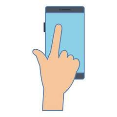 hands human with smartphone device vector illustration design