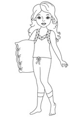 Vector Beautiful Young Girl Wearing Pyjamas