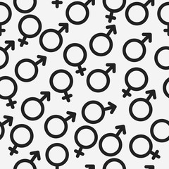 Male and Female gender symbol pattern, bacground. vector