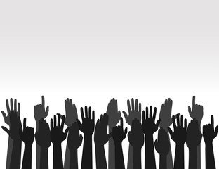 Hands up Colors, Voting hand Raised up, Election concept. Vector