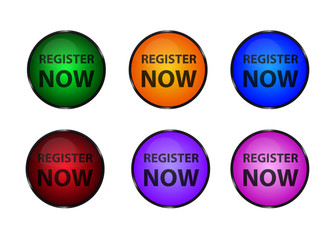 Register Now Light Buttons - Colorful Vector Set