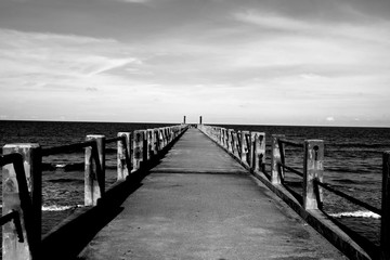 Jetty in black and white
