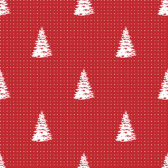Seamless Merry Christmas Festive Pattern with Tree