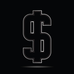 dollar icon on black background