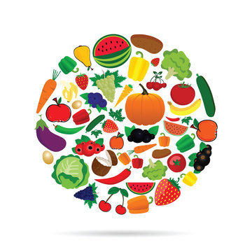 fruit and vegetable circle illustration
