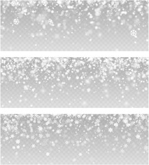 Three abstract winter banners with snow.