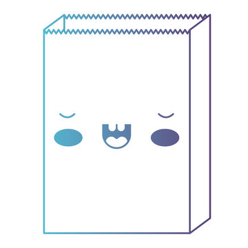 kawaii paper bag in degraded blue to purple color contour