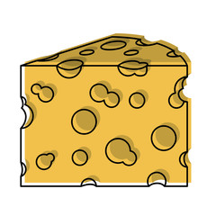 cheese slice watercolor silhouette on white background