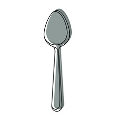 spoon icon in watercolor silhouette on white background