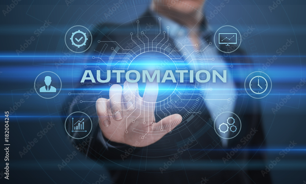 Poster automation software technology process system business concept