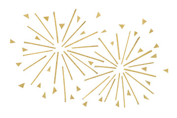 Gold glitter firework paper cut on white background
