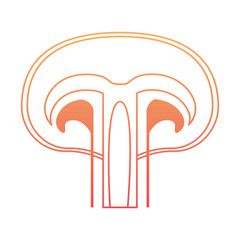 mushroom icon in degraded orange to magenta color contour