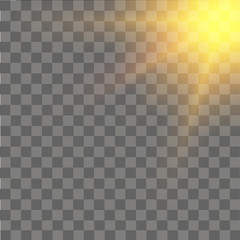 Fototapeta premium Sunlight special lens flare light effect on transparent background. Vector