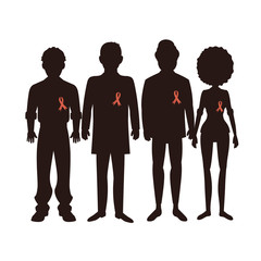 dark shilouettes with aids ribbon