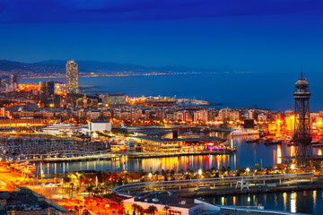  Barcelona and Mediterranean in night