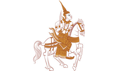 Thai traditional painting vector