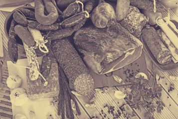 Variety of meats on table