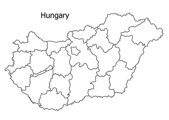Hungary border on a white background circuit