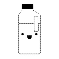 kawaii orange juice bottle in black dotted silhouette