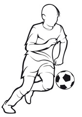The child plays football contour