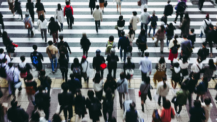Obraz premium 横断歩道を渡る人々