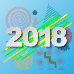 Happy new year 2018 modern vector background. 