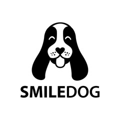 smile happy dog face sign sticker logo