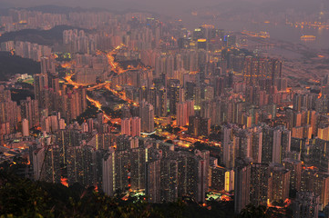 Hong Kong Residential Tower at Twilight