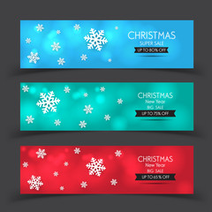 Banner christmas sale . Set of vector design elements.