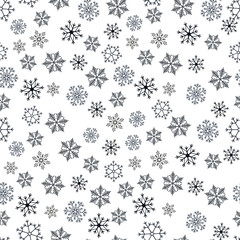 Snowflakes seamless pattern. Snow falls background. Symbol winter, Merry Christmas holiday, Happy New Year celebration Vector illustration