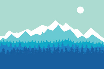 Winter Landscape Background. Flat Vector Illustration