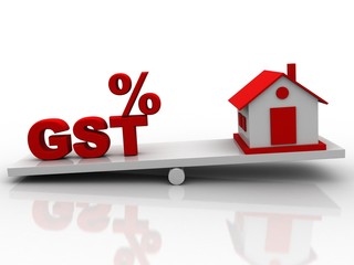 3d rendering GST Tax India with percentage balancing house