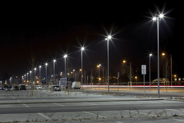 modern parking area at night