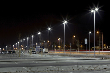 Obraz premium modern parking area at night